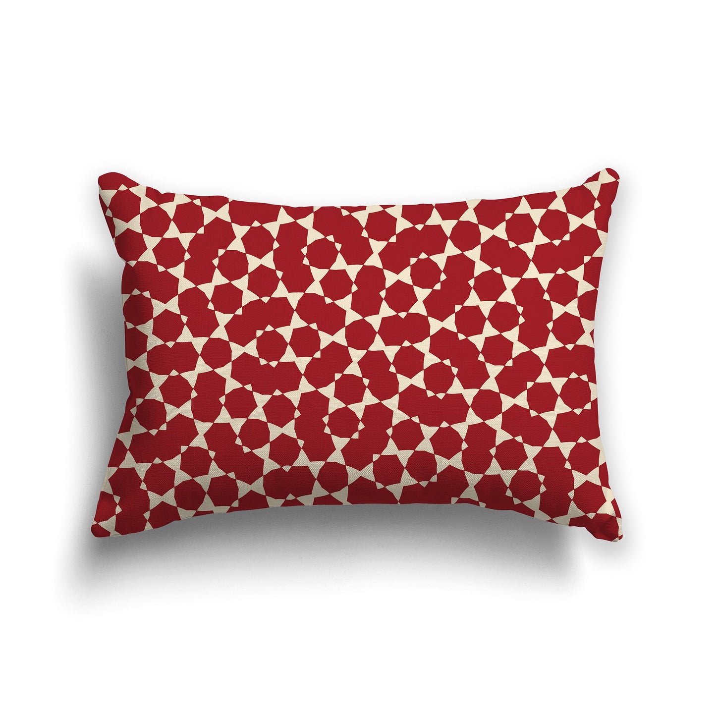 Red Throw Pillow with Beige Geometric Pattern on Both Sides, CAPC-1031-202