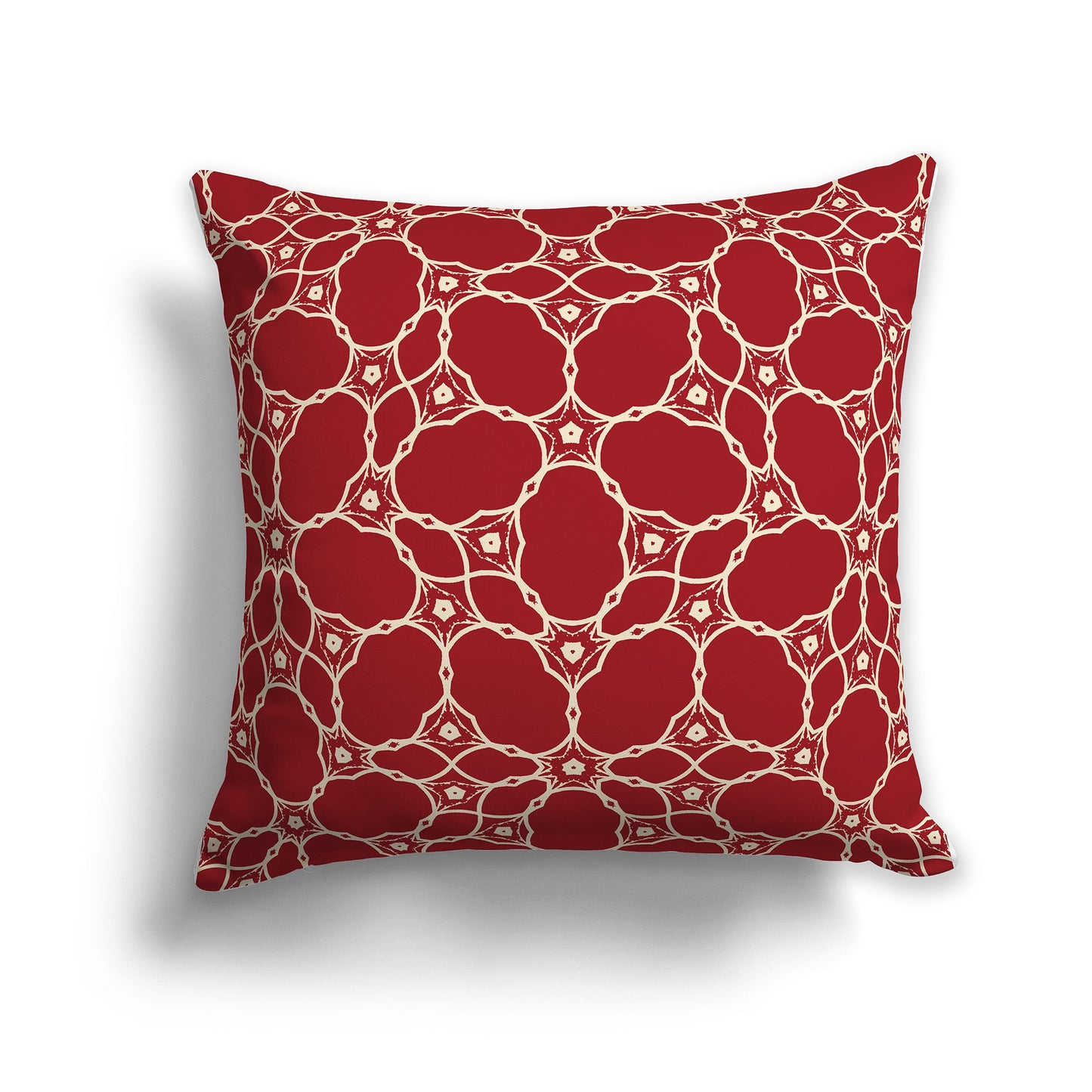 Red Throw Pillow with Beige Cloud-shaped Pattern on Both Sides, CAPC-1031-212