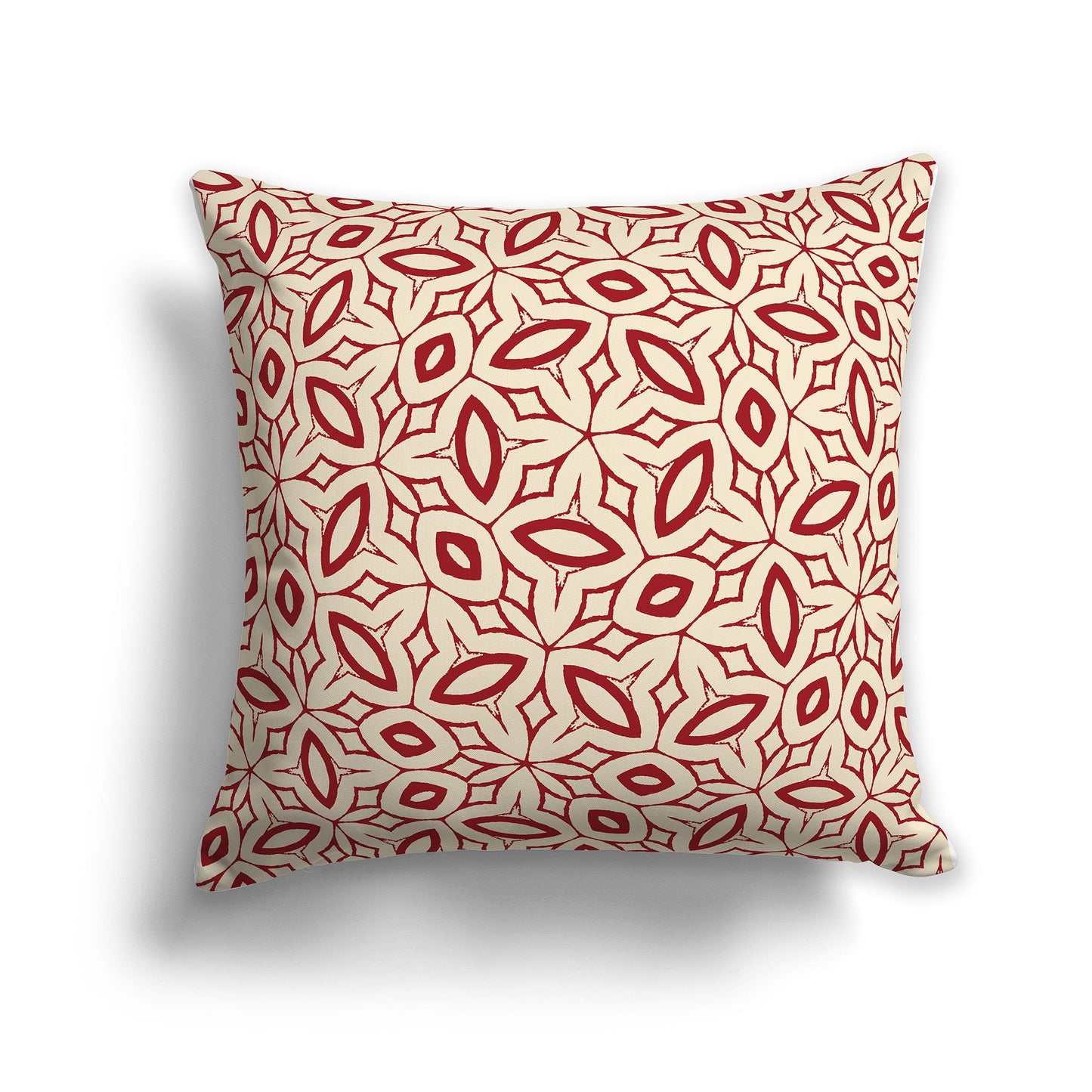 Beige Throw Pillow with Red Elliptical Pattern on Both Sides, CAPC-1031-222