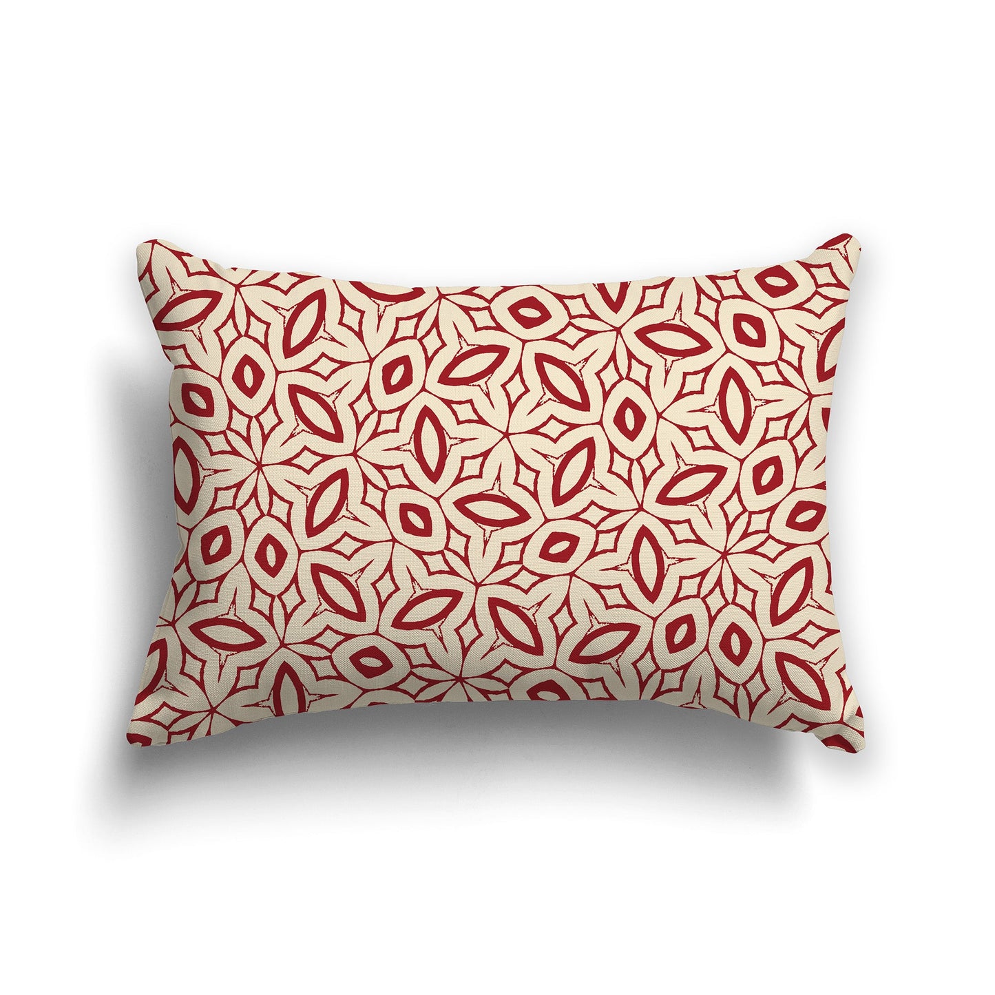 Beige Throw Pillow with Red Elliptical Pattern on Both Sides, CAPC-1031-222
