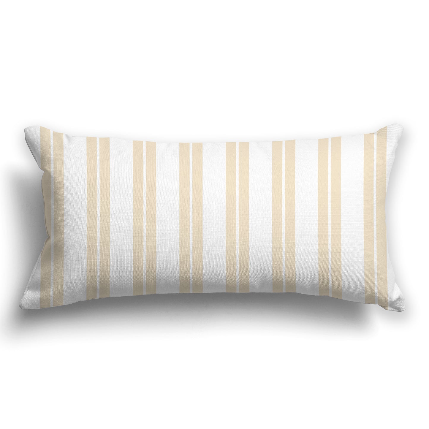 Two-tone Beige and White/Beige-white Multistripe Throw Pillow with Solid White/Beige-white back, CAPC-1032-071