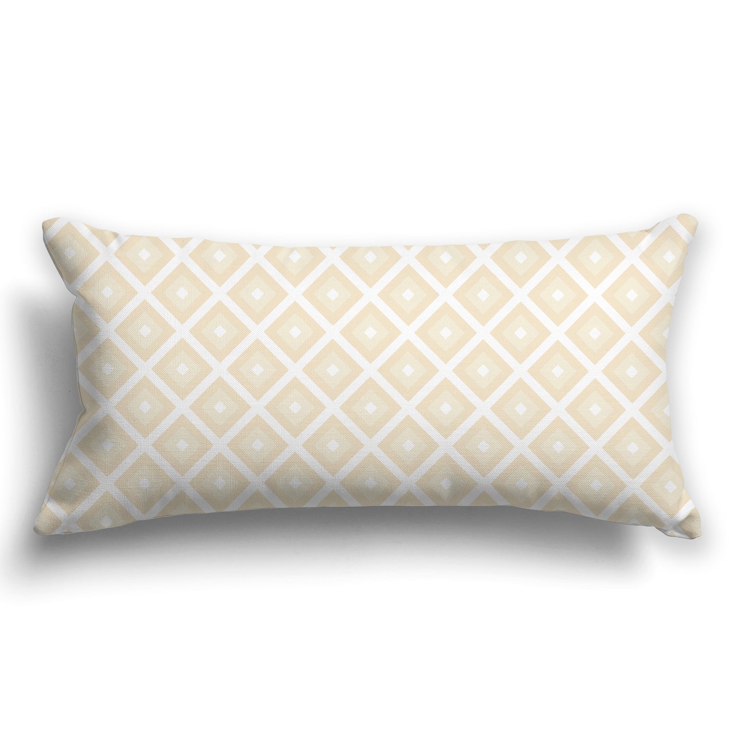 Throw Pillow with White/Beige-white and Two-tone Beige Radiating Squares on Both Sides, CAPC-1032-121