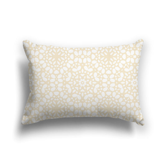 Beige Throw Pillow with Fine White Circular Pattern on Both Sides | 51 x 36 cm / 20 x 14 inches