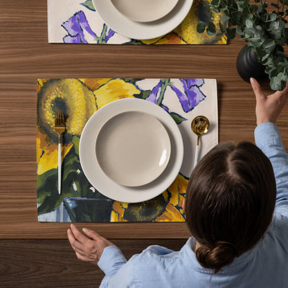 Sunflower Ceramic Mug & Polyester Placemat 8-Pc Bundle (Service for 4) | CABF-CM-1040