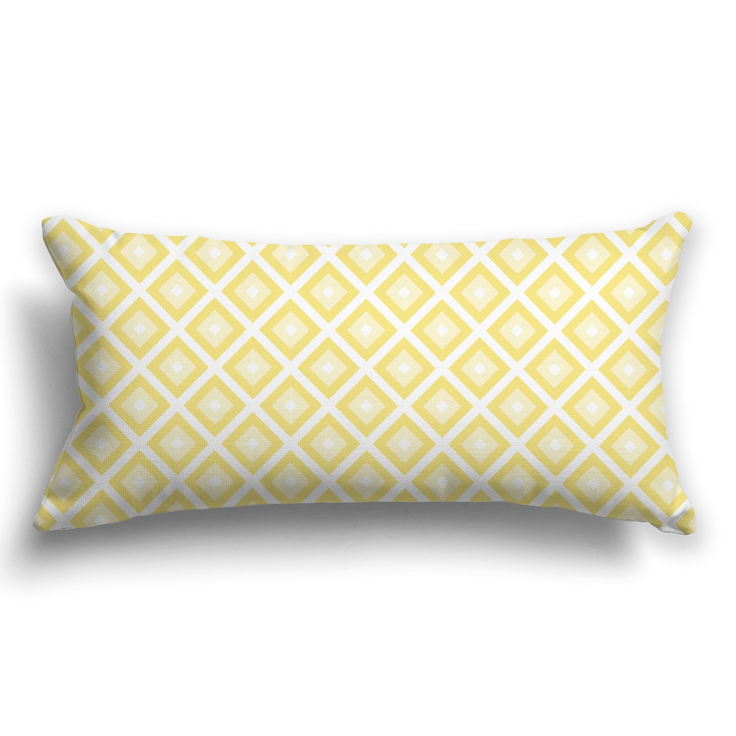 Throw Pillow with White/Beige-white and Two-tone Yellow Radiating Squares on Both Sides, CAPC-1041-121