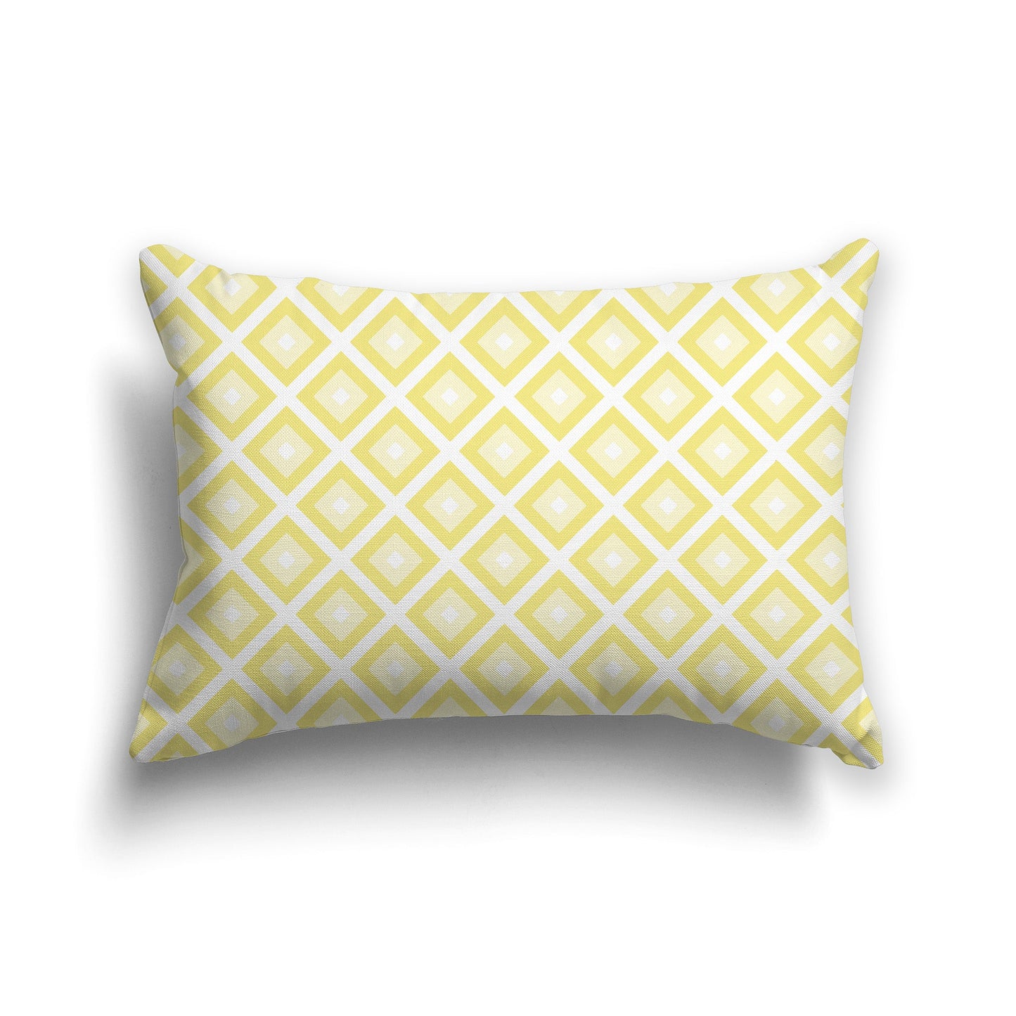 Throw Pillow with White/Beige-white and Two-tone Yellow Radiating Squares on Both Sides, CAPC-1041-121