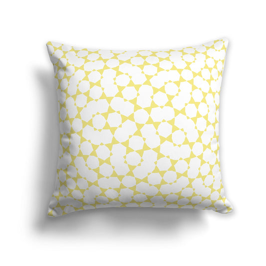 White/Beige-white Throw Pillow with Yellow Geometric Pattern on Both Sides, CAPC-1041-201