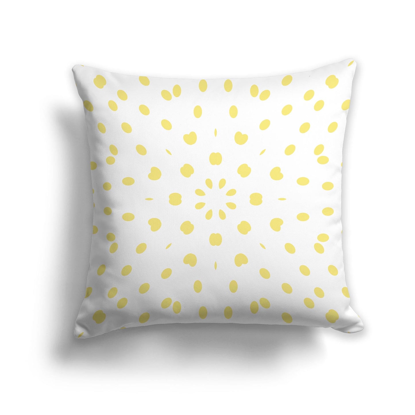 White/Beige-white Throw Pillow with Yellow Paint Dab Burst on Both Sides, CAPC-1041-231