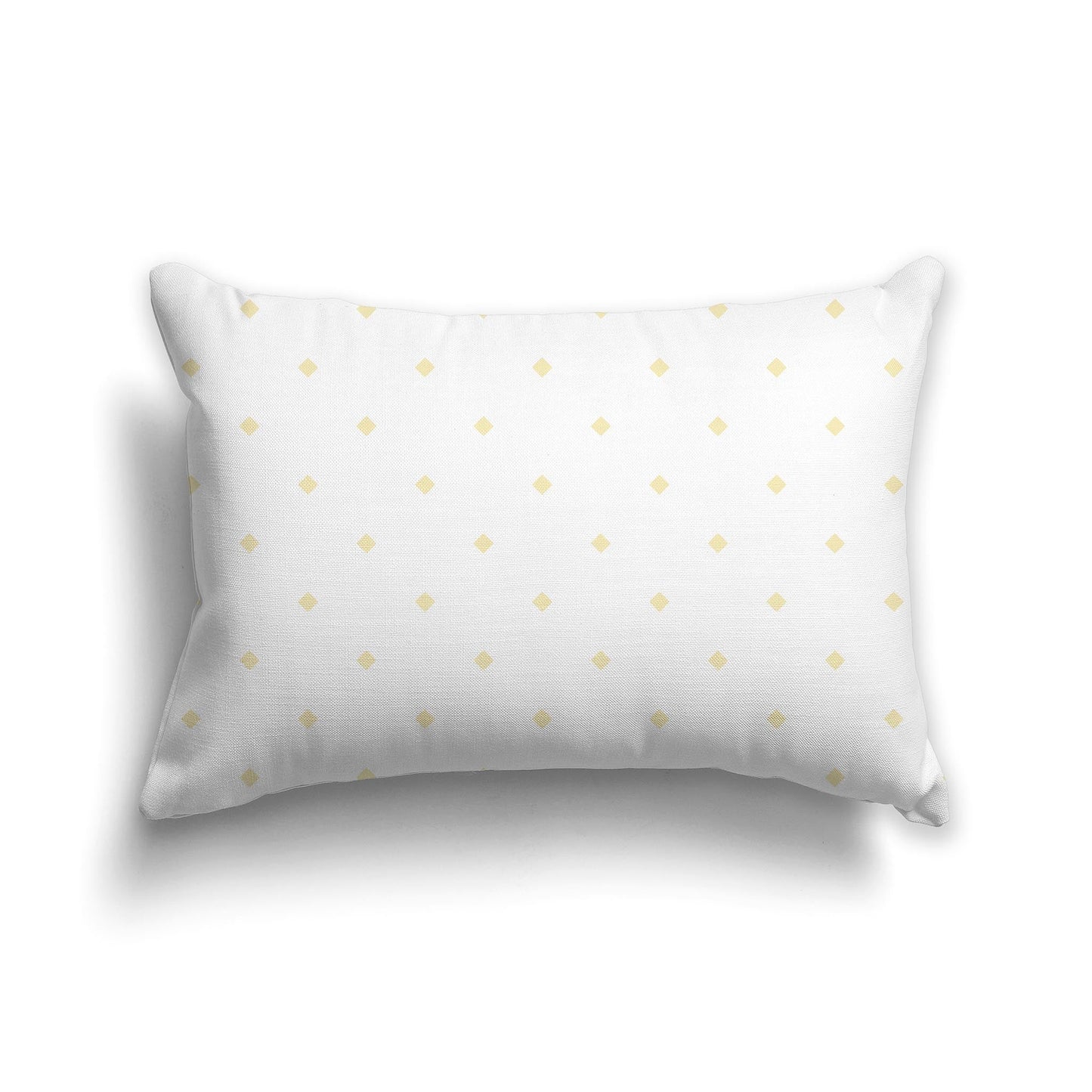 White/Beige-white Throw Pillow with Pale Yellow Diamond Pattern on Front and Solid White/Beige-white Back, CAPC-1051-101