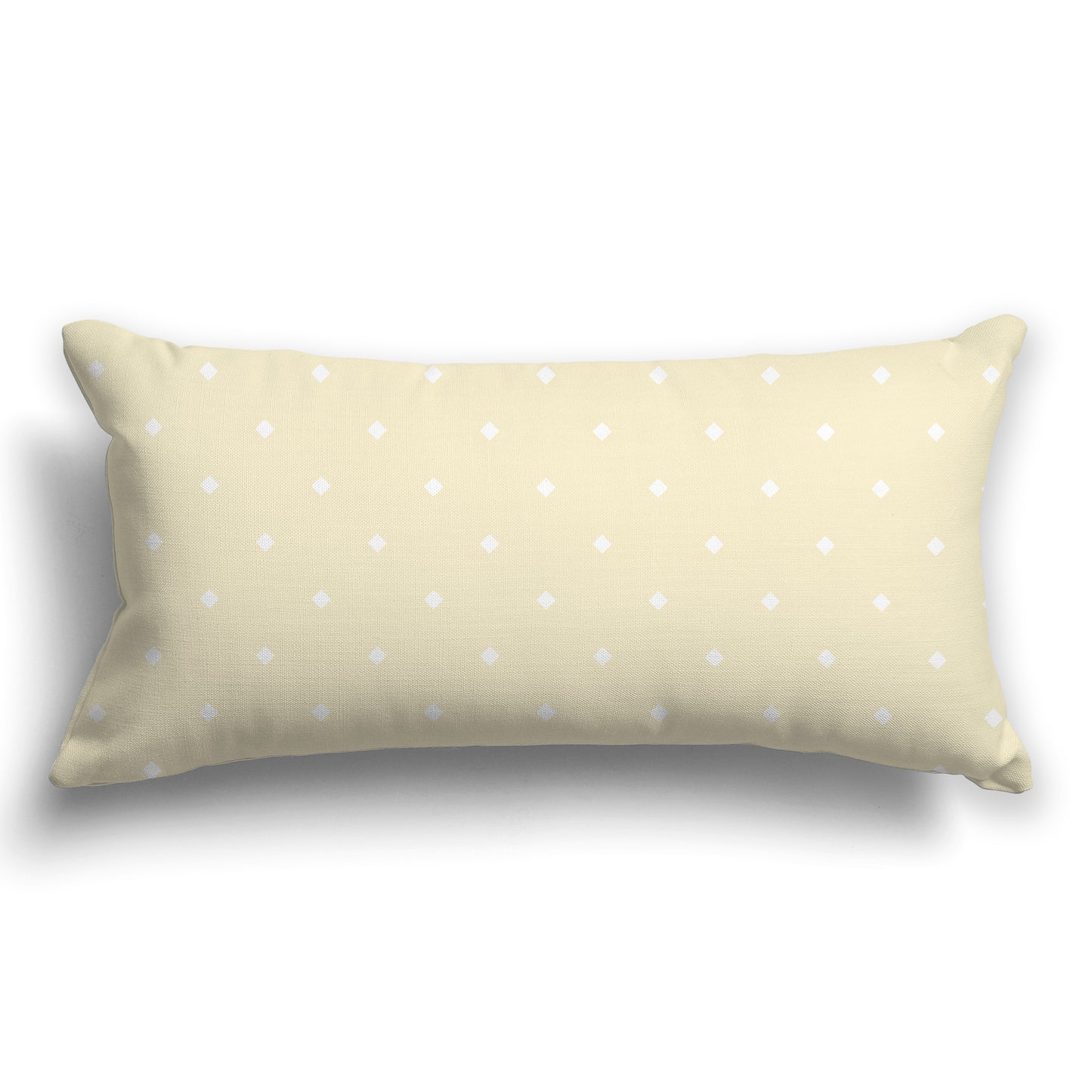 Pale Yellow Throw Pillow with White/Beige-white Diamond Pattern on Front and Solid Pale Yellow Back, CAPC-1051-102