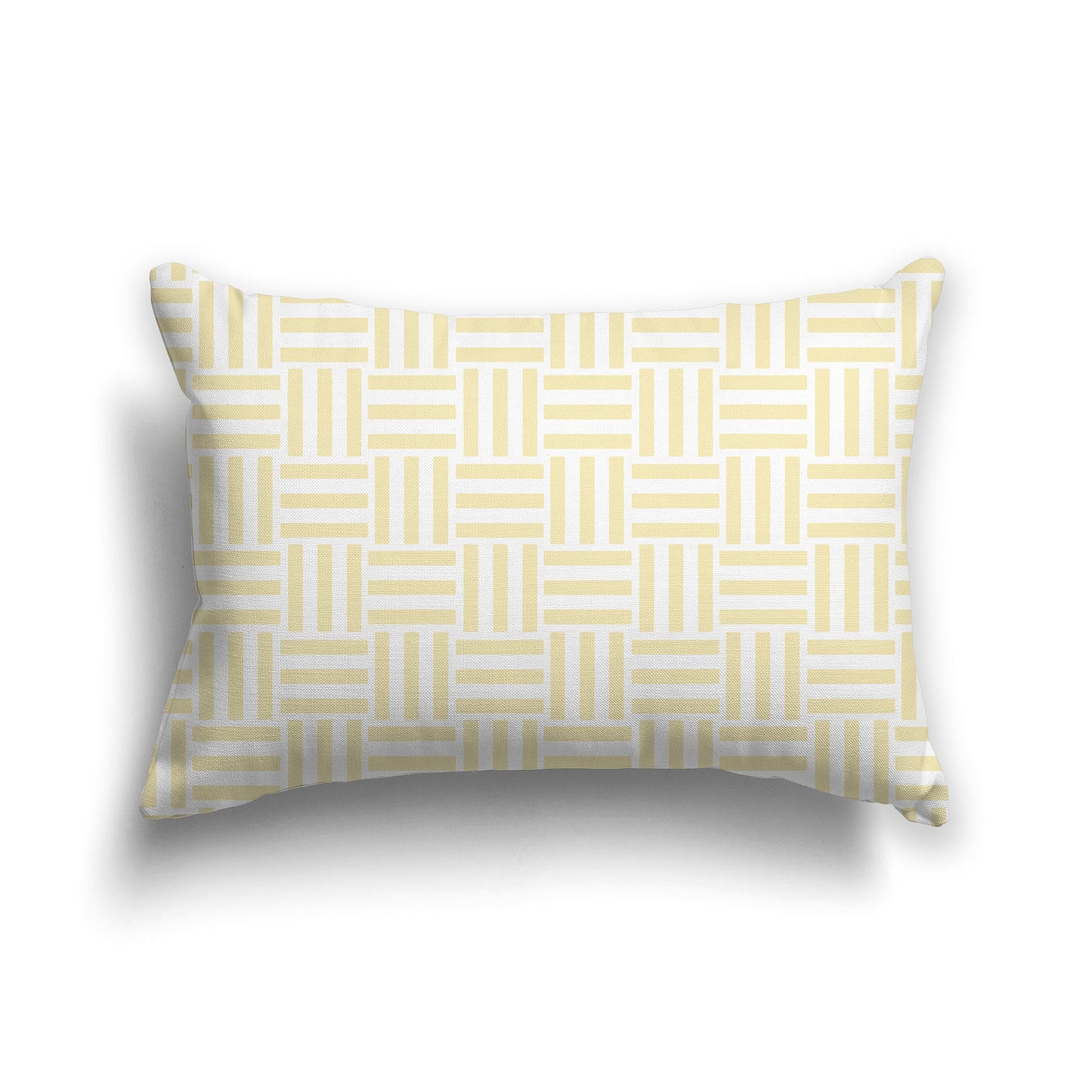White/Beige-white Throw Pillow with Pale Yellow Basket Weave Pattern on Both Sides, CAPC-1051-141