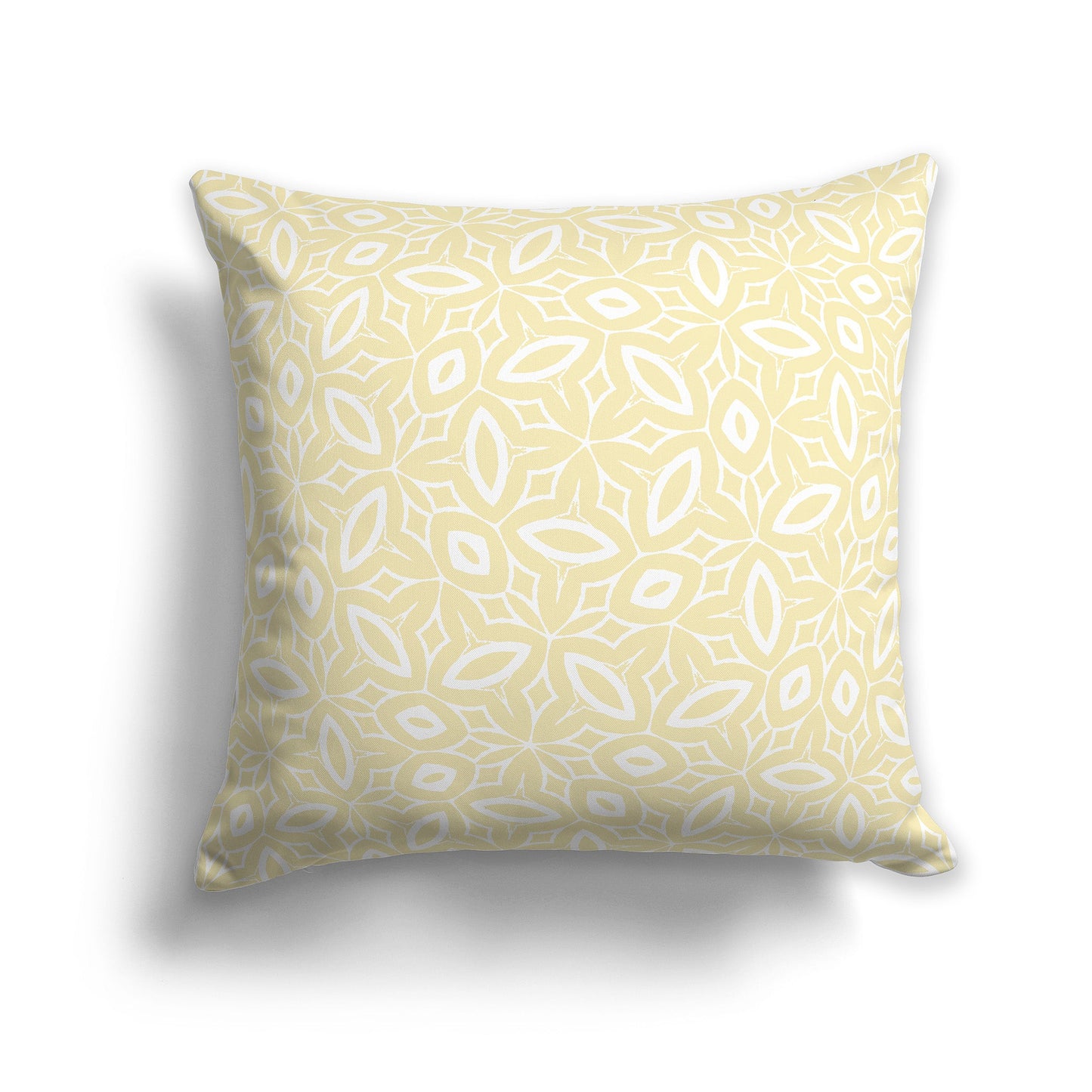 Pale Yellow Throw Pillow with White/Beige-white Leaf-life Pattern on Both Sides, CAPC-1051-222