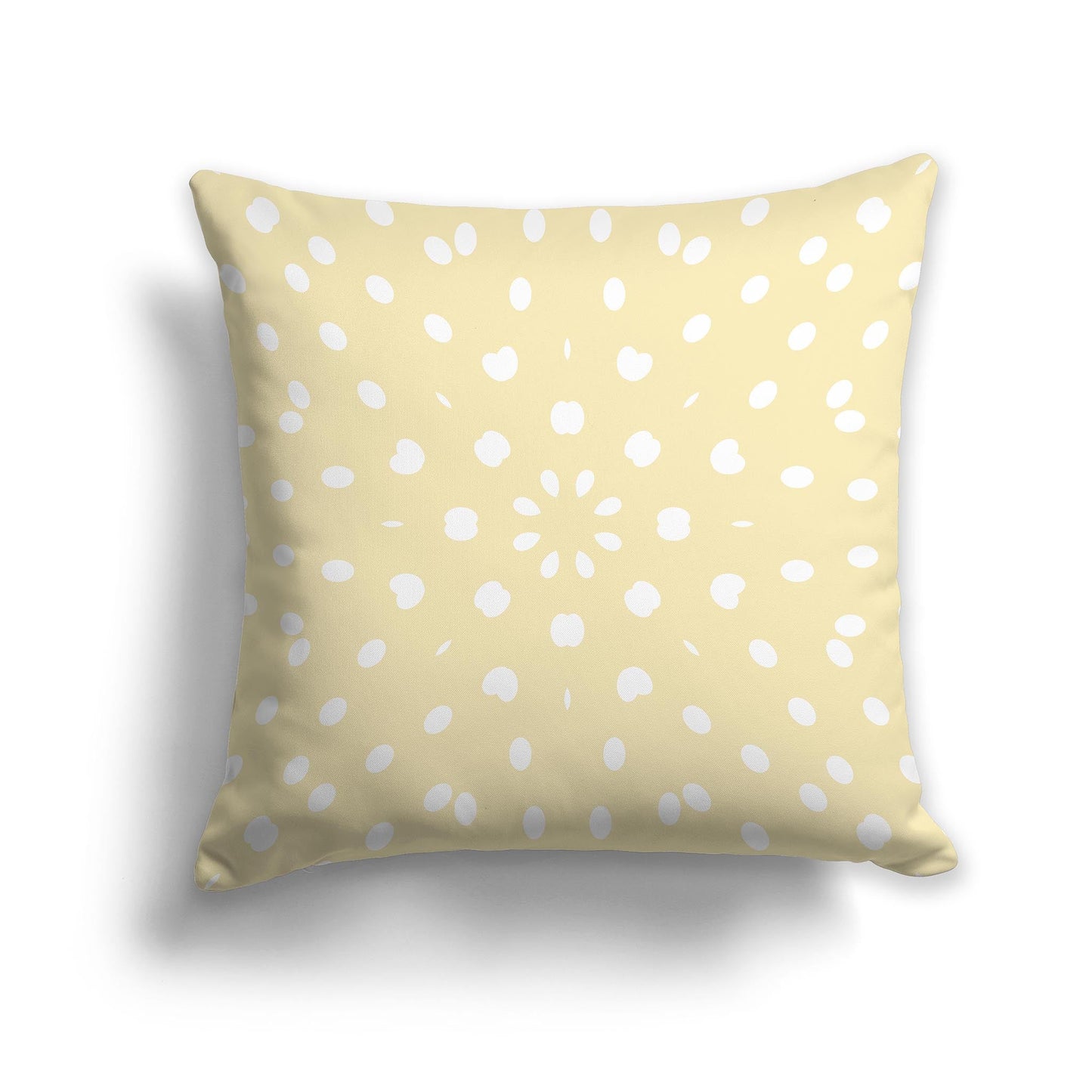 Pale Yellow Throw Pillow with White/Beige-white Circular Star Burst on Both Sides, CAPC-1051-232