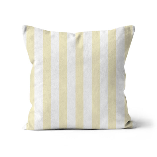 White/Beige-white Throw Pillow with Pale Yellow Bars on Front, CAPC-1051-051