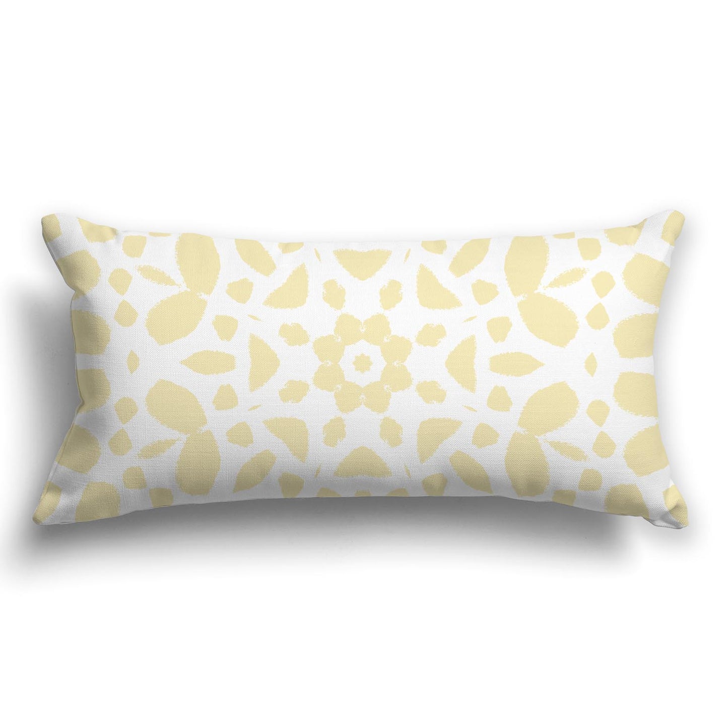 White/beige-white Throw Pillow with Circular Yellow Graphic on Both Sides, CAPC-1051-181