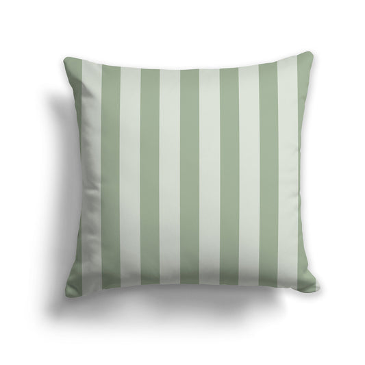 Throw Pillow with Two-tone Green Vertical Bars on Front and Solid Pale Green Back, CAPC-1052-051
