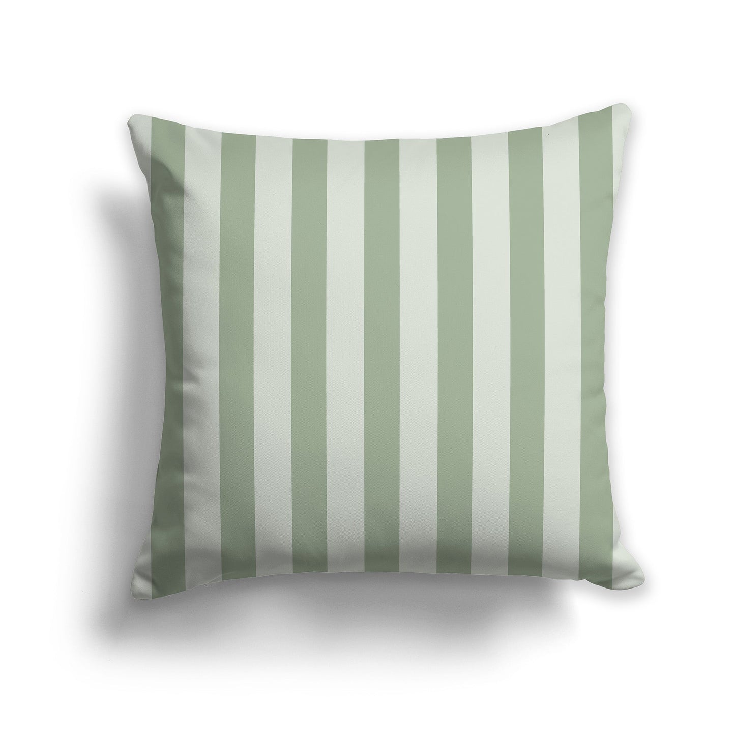 Throw Pillow with Two-tone Green Vertical Bars on Front and Solid Pale Green Back, CAPC-1052-051