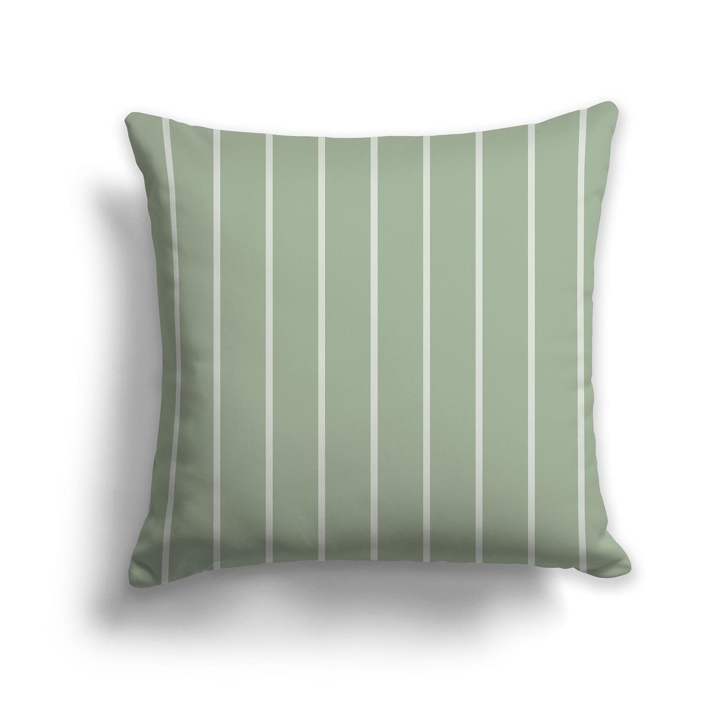 Throw Pillow with Two-tone Green Vertical Stripes and Solid Pale Green Back, CAPC-1052-062