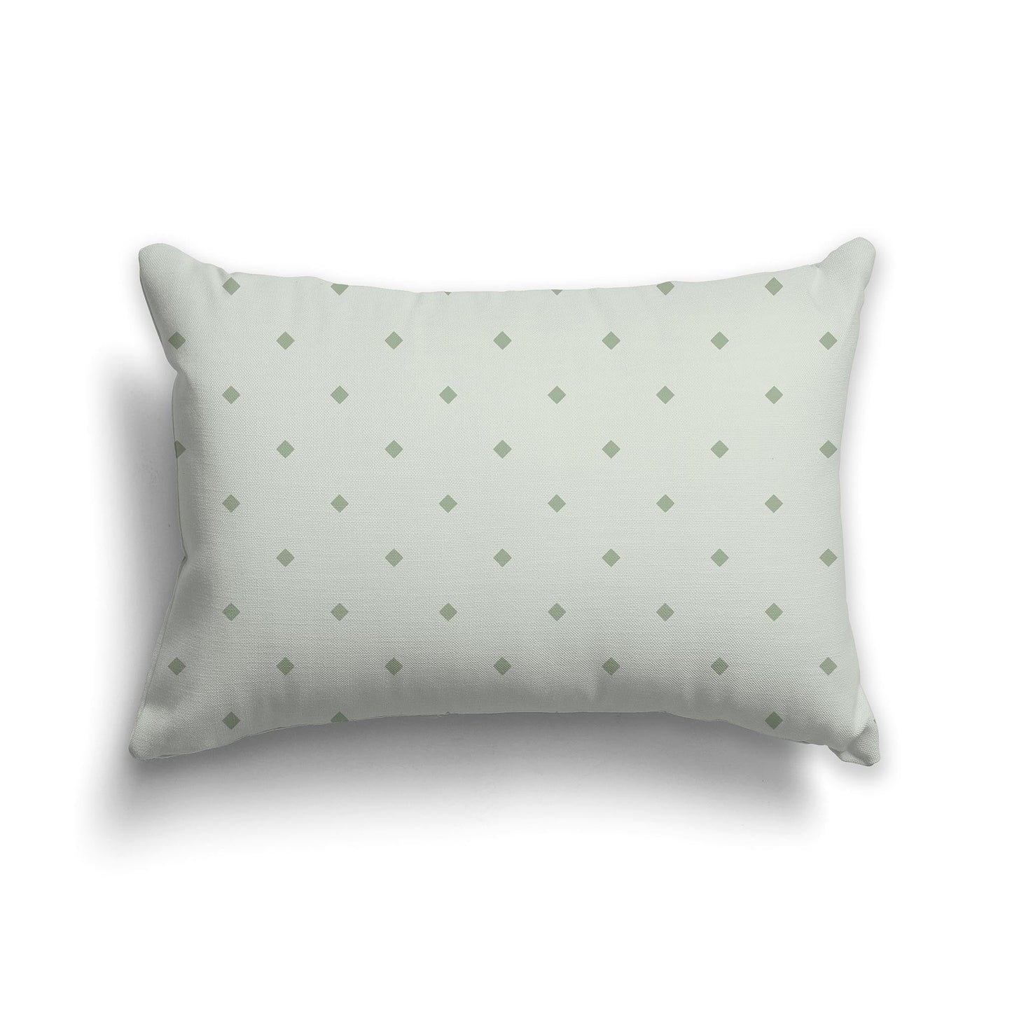 Pale Green Throw Pillow with Green Diamond Pattern on Front and Solid Pale Green Back, CAPC-1052-101