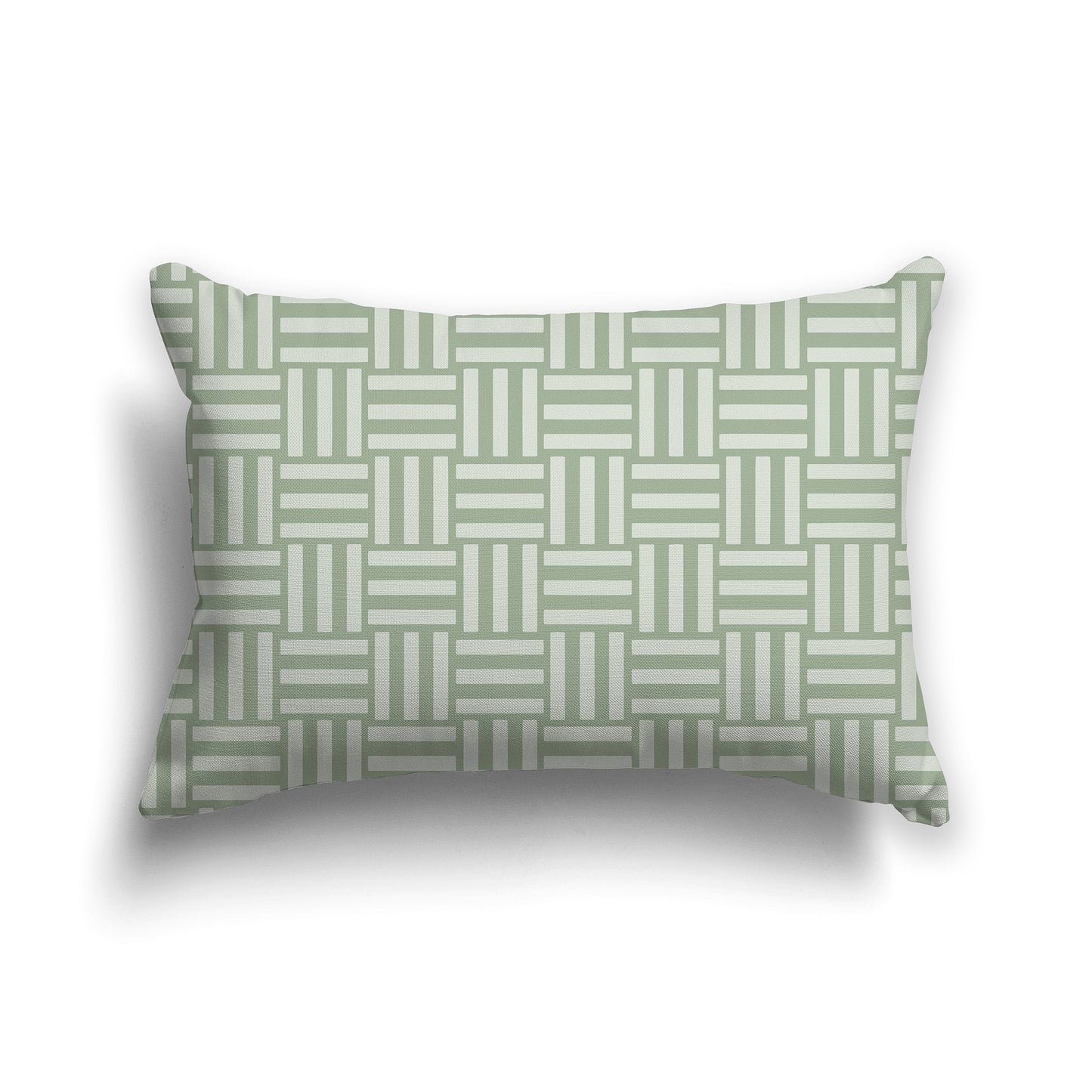 Throw Pillow with Two-tone Green Basket Weave Pattern on Both Sides, CAPC-1052-141