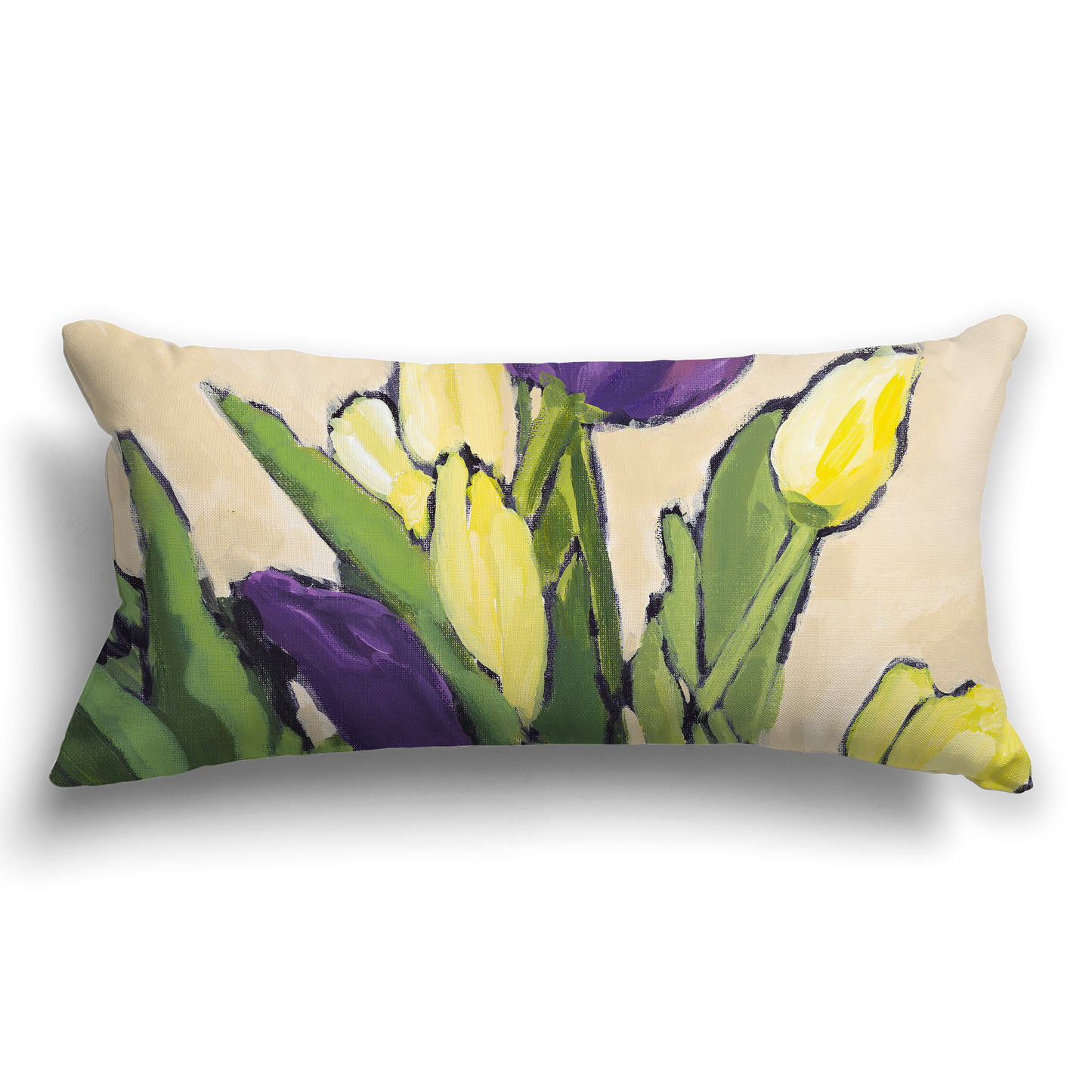 Purple and Yellow Tulips Fine Art Cushion Cover, CAPC-1060-1, 61 x 30 cm, 24 x 12 inches