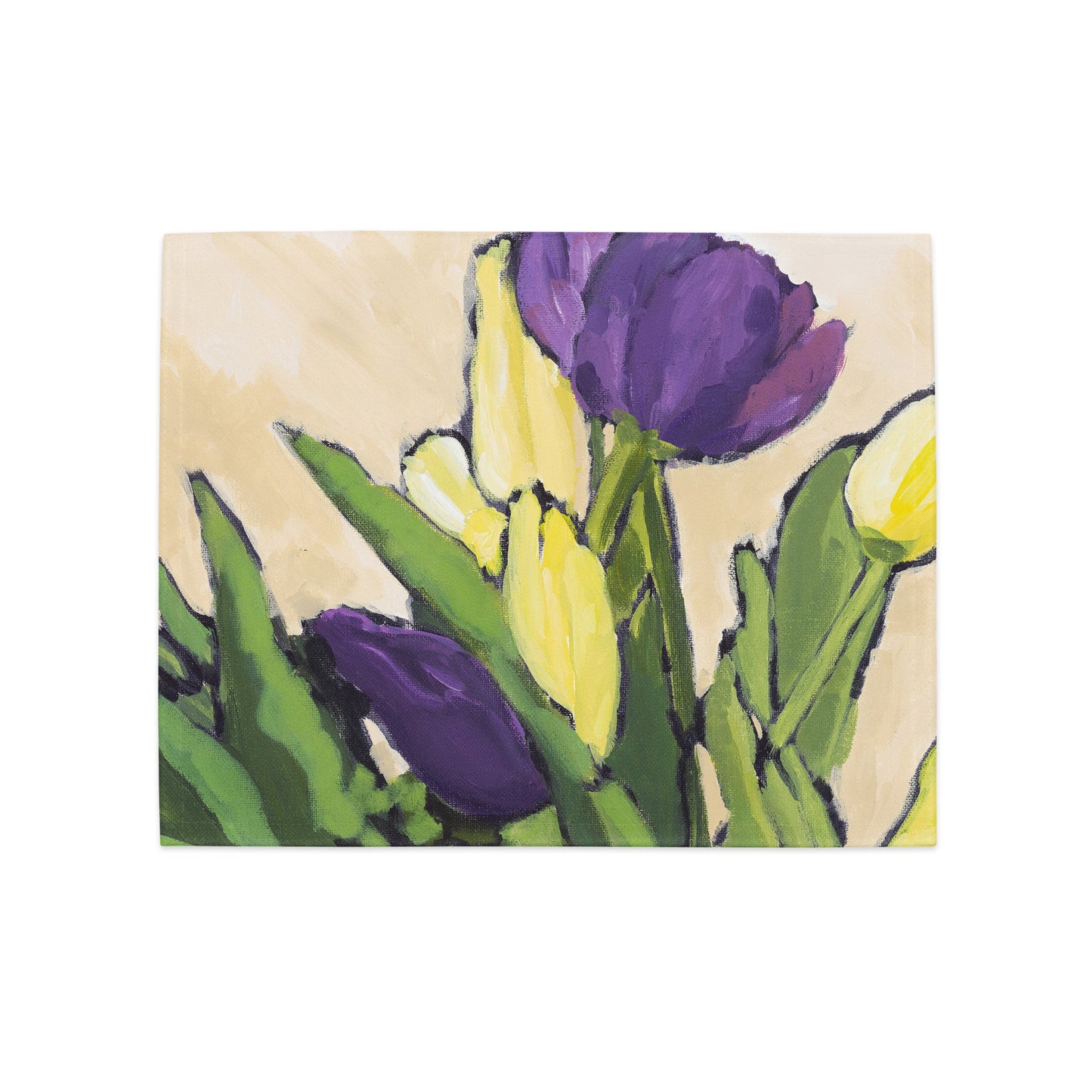 Purple & Yellow Tulips Ceramic Mug & Polyester Placemat 8-Pc Bundle (Service for 4) | CABF-LM-1060