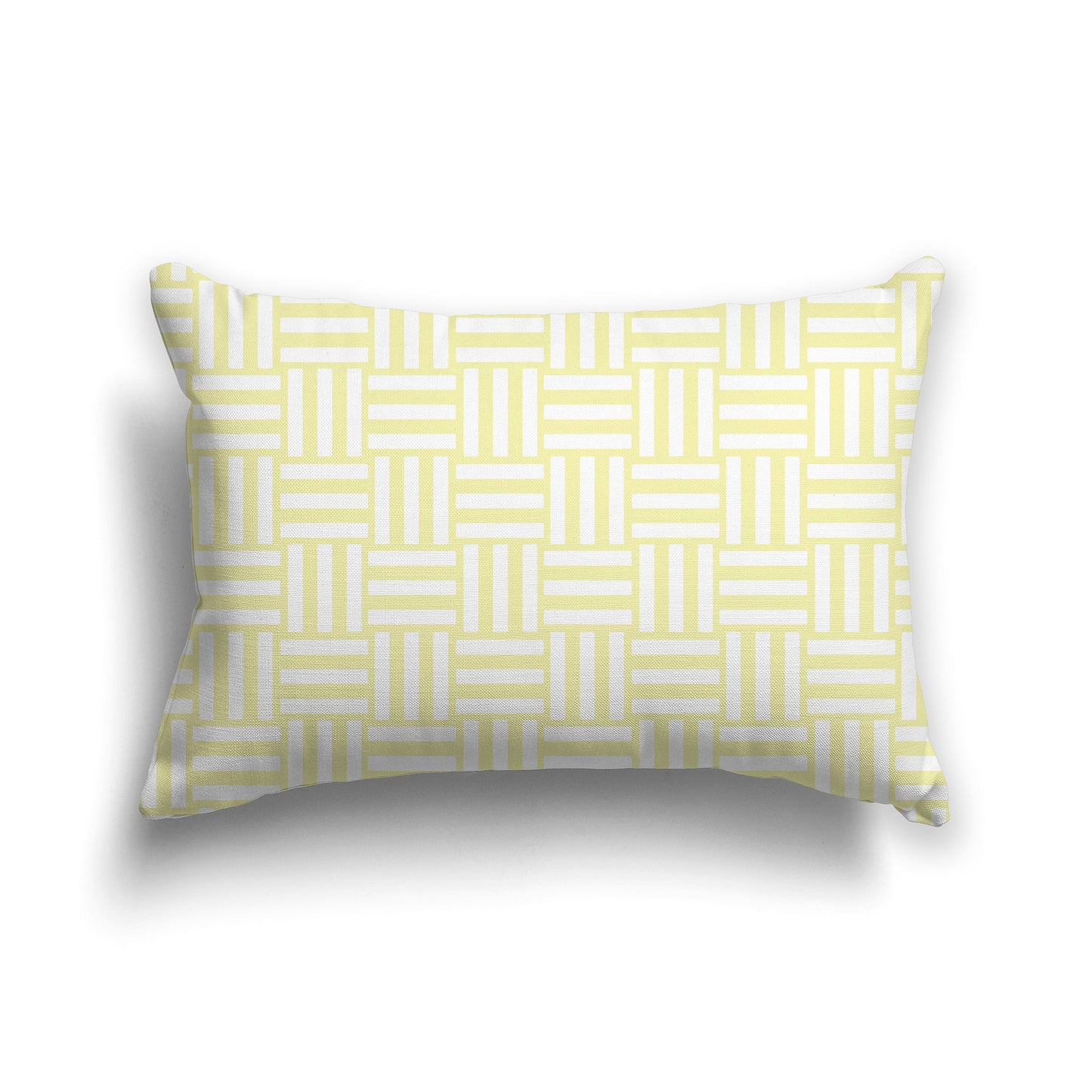 Throw Pillow with Yellow and White/Beige-white Basket Weave Pattern on Both Sides, CAPC-1062-141