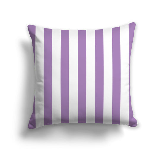 Throw Pillow with White/Beige-white and Purple Bars on Front and Solid White/Beige-white Back, CAPC-1063-051