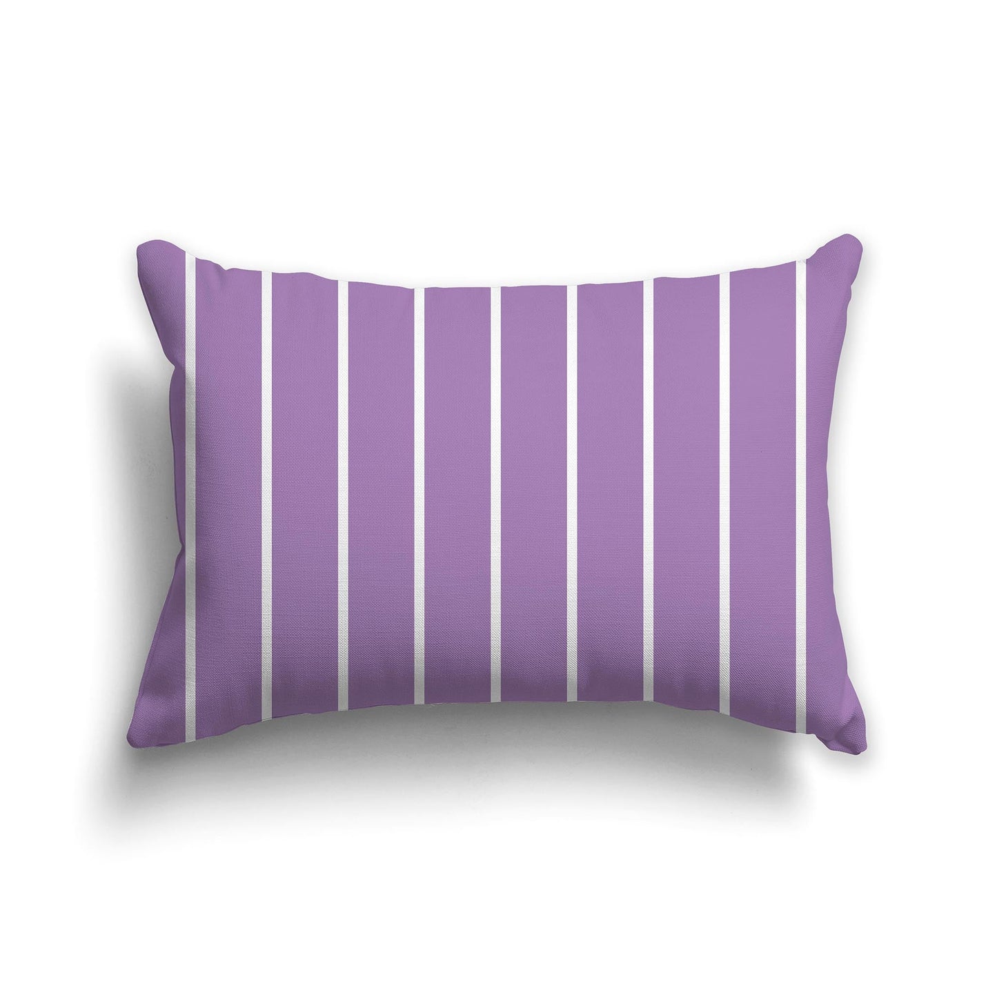 Purple Throw Pillow with Thin White/Beige-white Stripes on Front and Solid Purple Back, CAPC-1063-061
