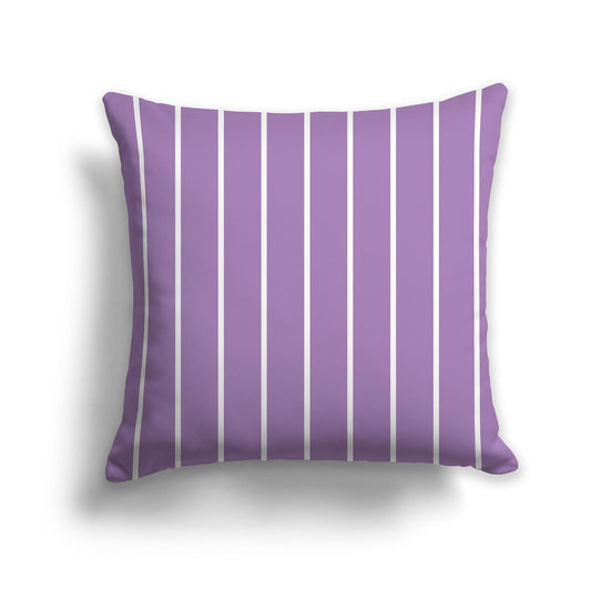 Purple Throw Pillow with Thin White/Beige-white Stripes on Front and Solid Purple Back, CAPC-1063-061