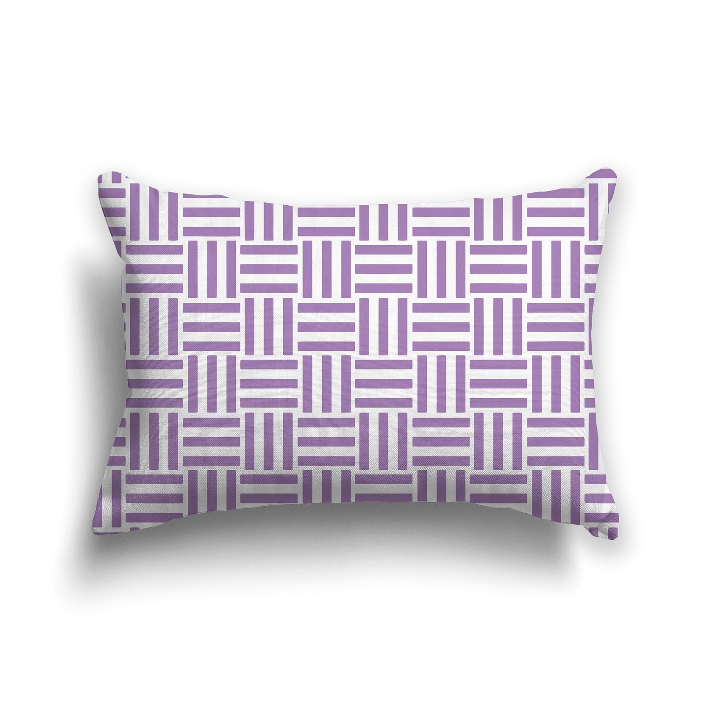 Throw Pillow with Purple and White/Beige-white Basket Weave Pattern on Both Sides, CAPC-1063-141