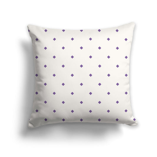 Beige Throw Pillow with Purple Diamond Pattern on Front and Solid Beige Back, CAPC-1071-101