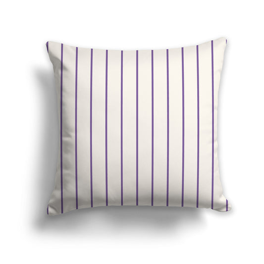 Beige Throw Pillow with Fine Purple Vertical Stripes on Front, CAPC-1071-151