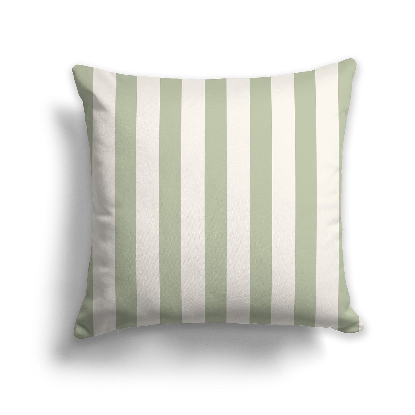 Throw Pillow with Green and Beige Vertical Bars on Front and Solid Beige Back, CAPC-1072-051