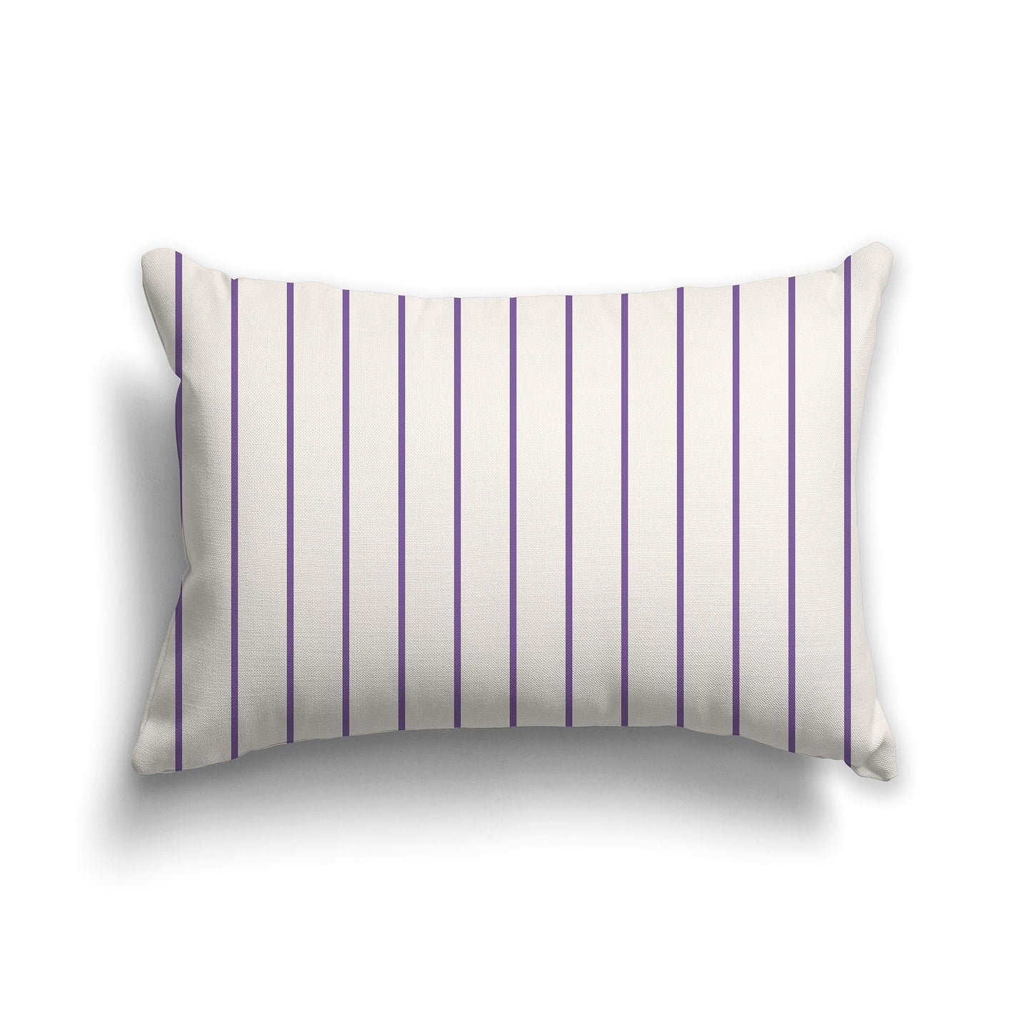 Beige Throw Pillow with Fine Purple Vertical Stripes on Front, CAPC-1072-151