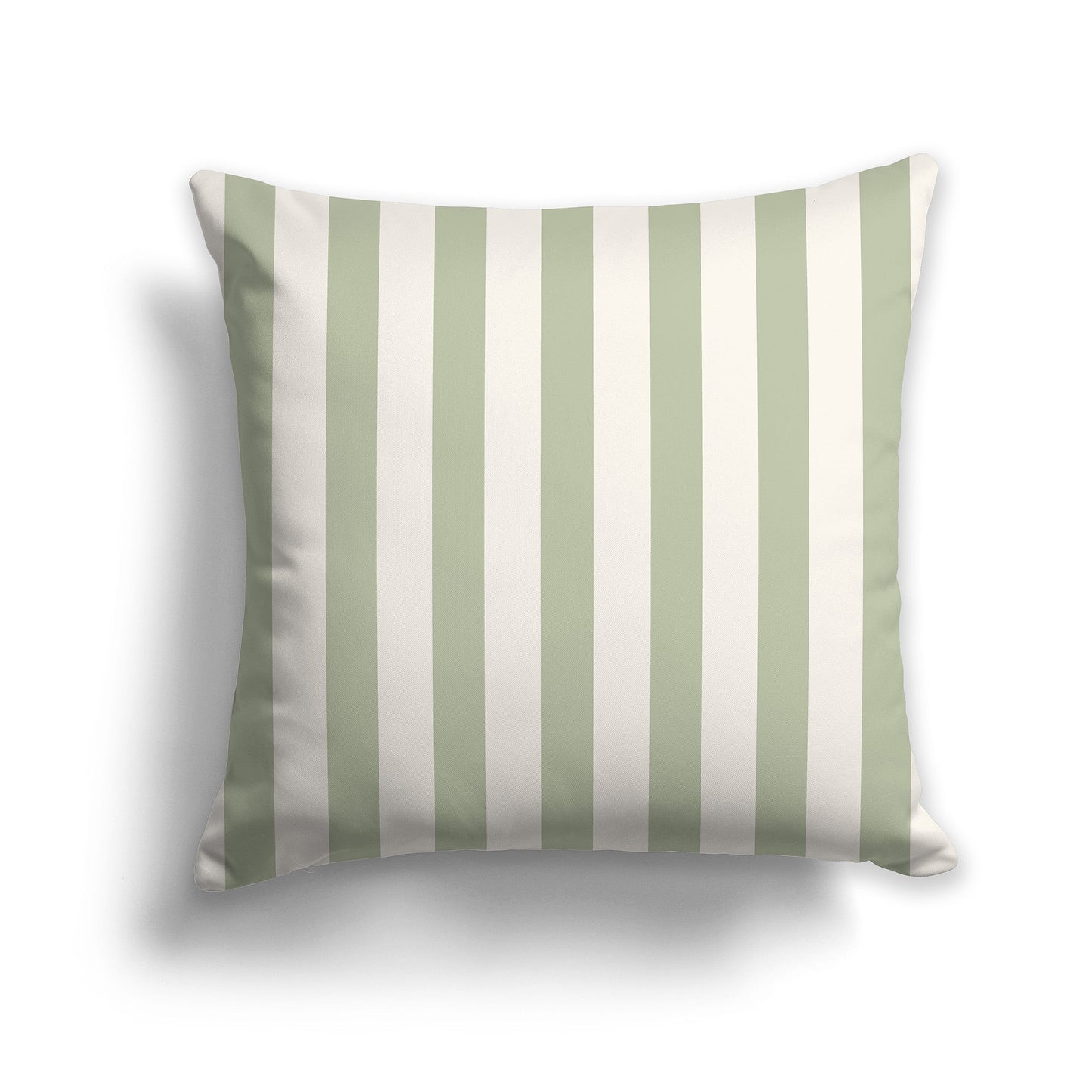 Throw Pillow with Green and Beige Vertical Bars on Front and Solid Beige Back, CAPC-1073-051