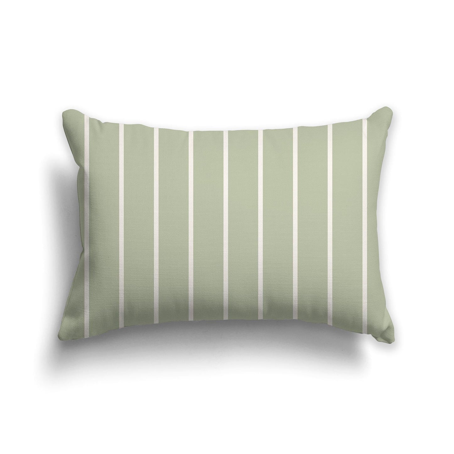 Green Throw Pillow with Thin Beige Stripes on Front and Solid Green Back, CAPC-1073-062