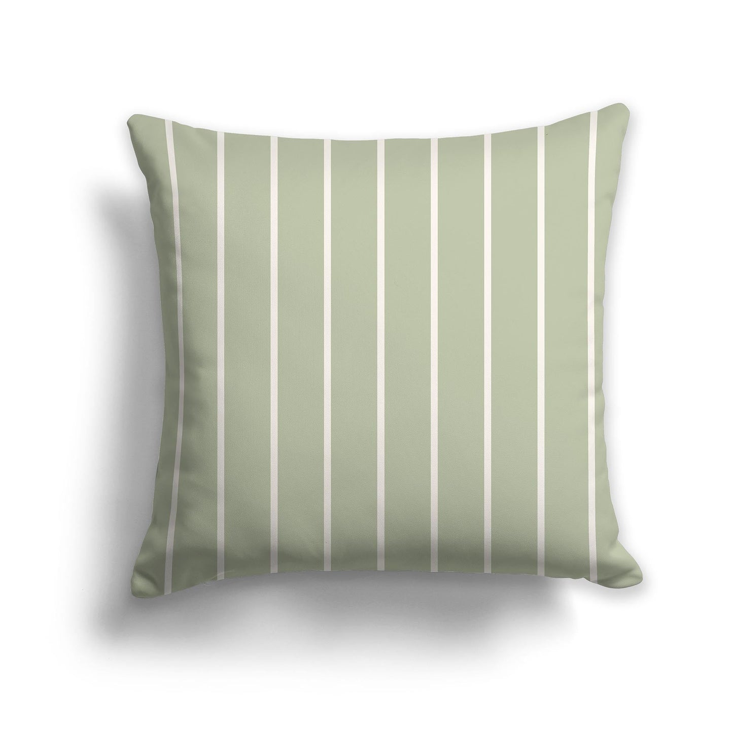 Green Throw Pillow with Thin Beige Stripes on Front and Solid Green Back, CAPC-1073-062