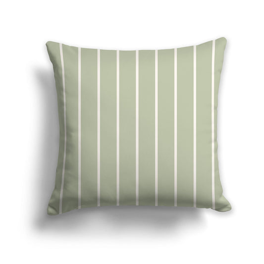 Green Throw Pillow with Thin Beige Stripes on Front and Solid Green Back, CAPC-1073-062