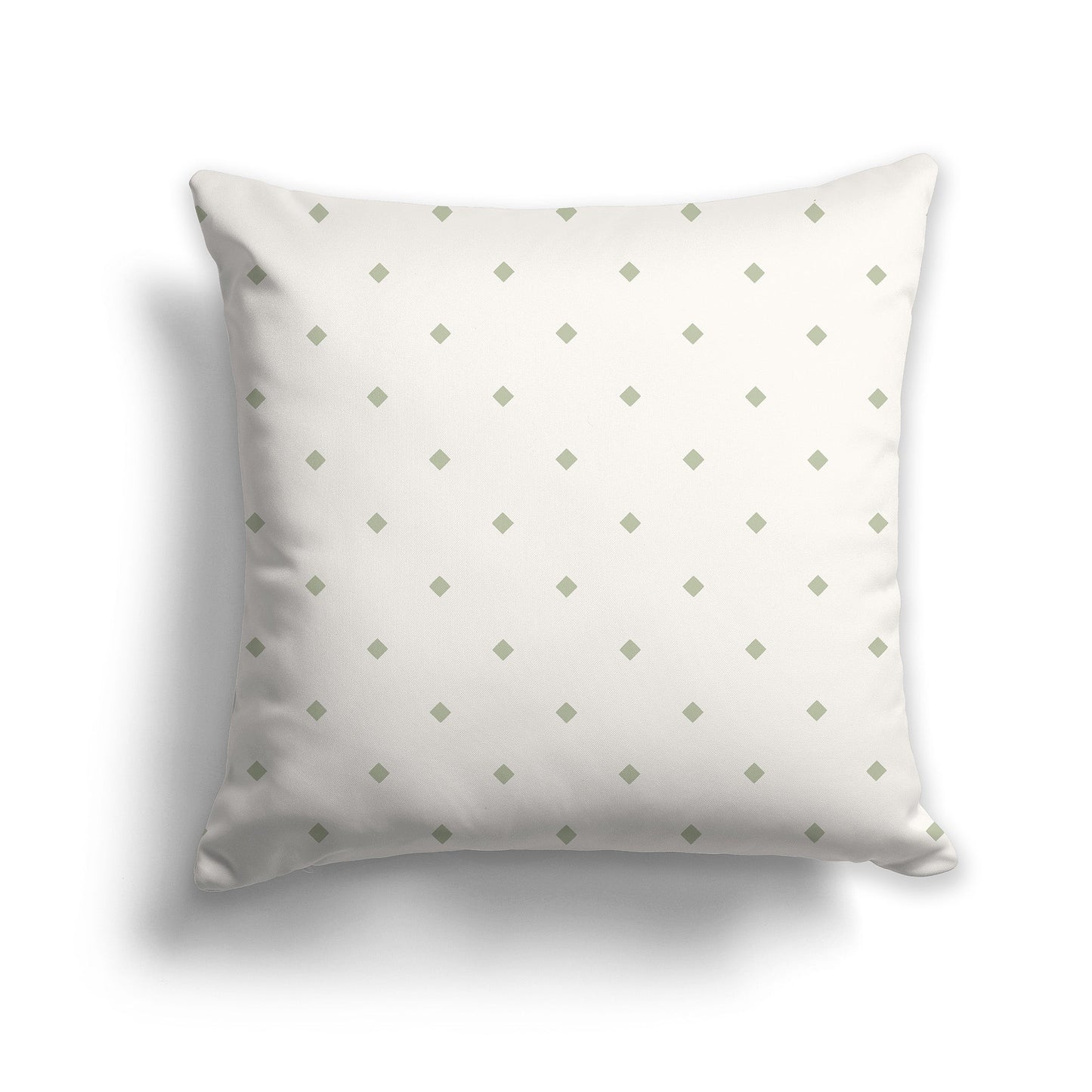 Beige Throw Pillow with Green Diamond Pattern on Front and Solid Beige Back, CAPC-1073-101