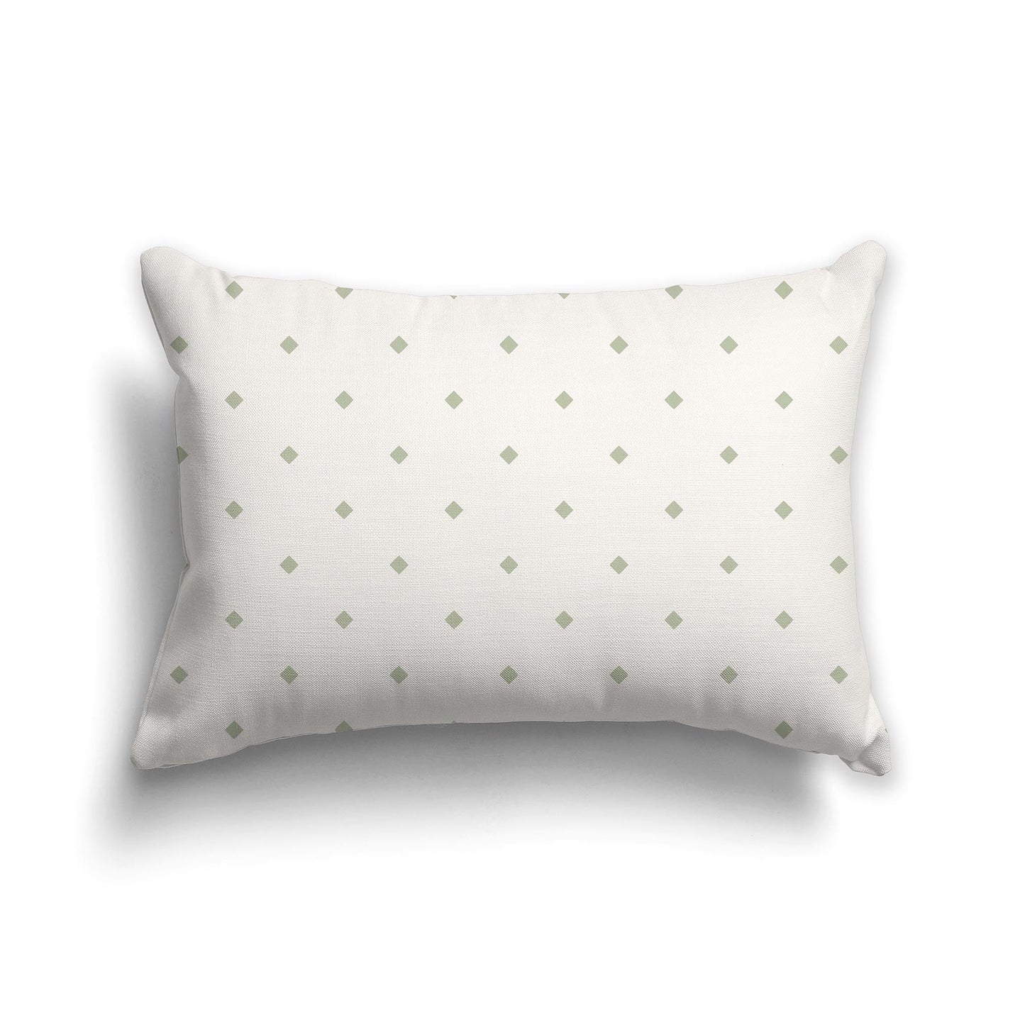 Beige Throw Pillow with Green Diamond Pattern on Front and Solid Beige Back, CAPC-1073-101