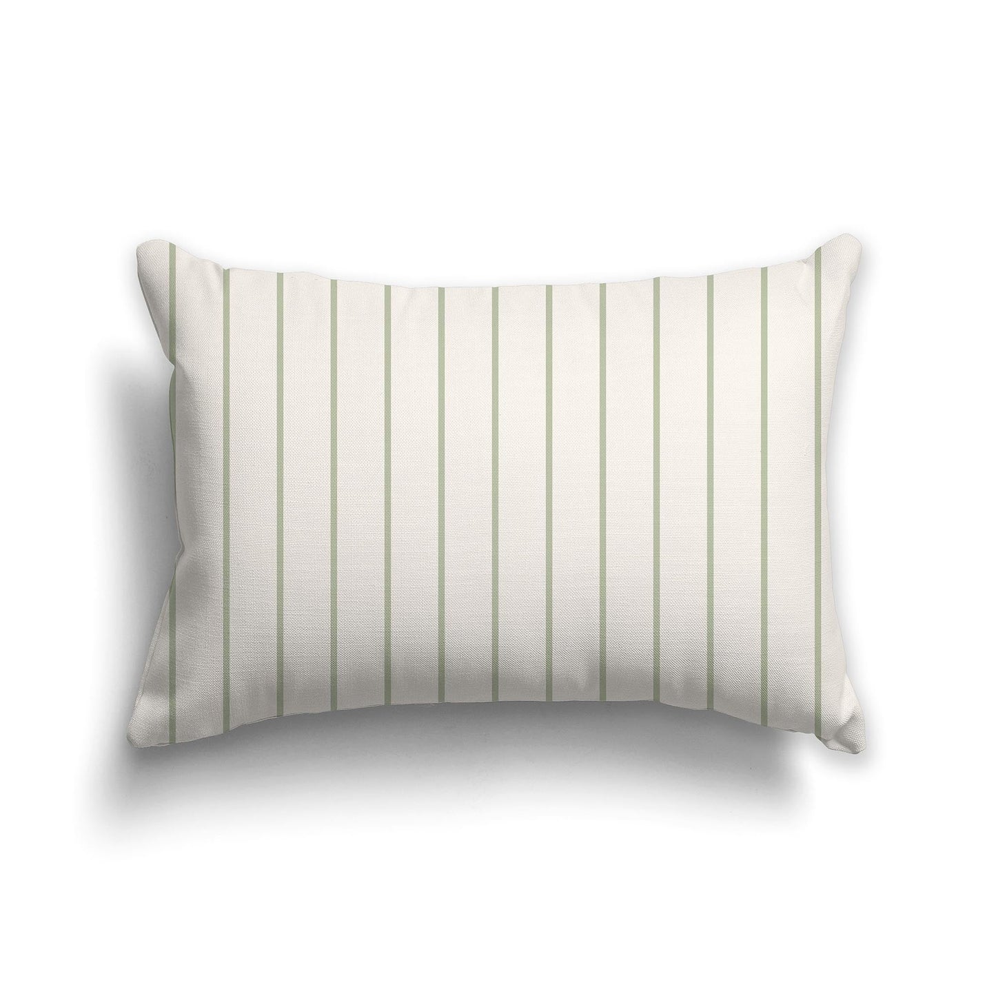 Beige Throw Pillow with Fine Green Vertical Stripes on Front, CAPC-1073-151