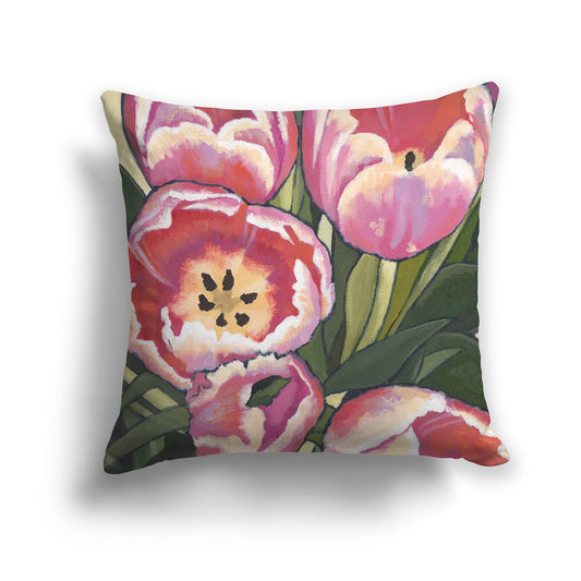 Pink Tulips Fine Art Cushion Cover, CAPC-1080-1, 46 x 46 cm / 18 x 18 inches