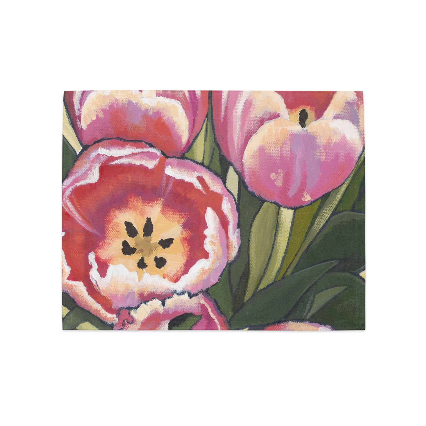 Pink Tulips Ceramic Mug & Polyester Placemat 8-Pc Bundle (Service for 4) | CABF-LM-1080