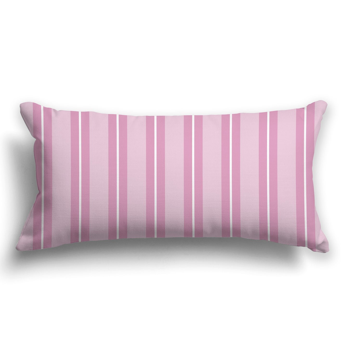 Two-tone Pink and White/Beige-white Multistripe Throw Pillow with Solid Pale Pink Back, CAPC-1081-071