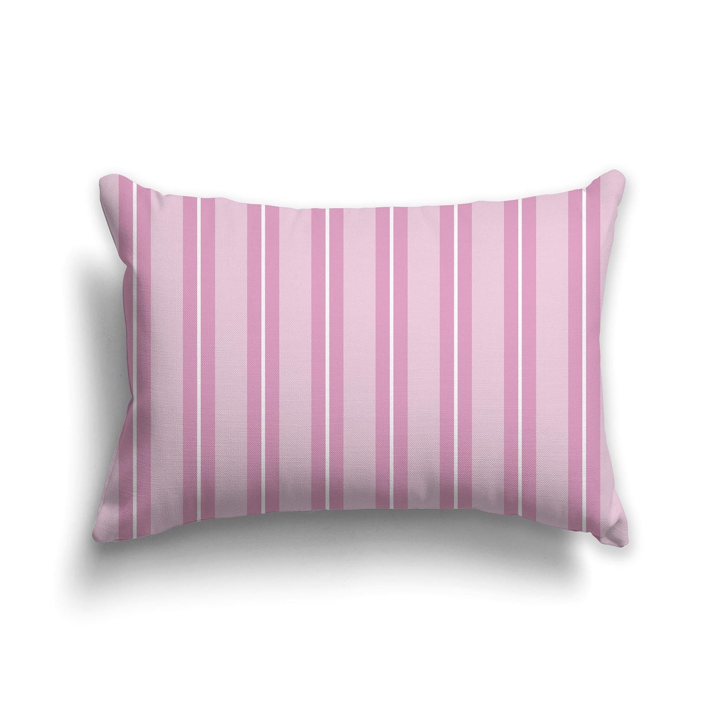 Two-tone Pink and White/Beige-white Multistripe Throw Pillow with Solid Pale Pink Back, CAPC-1081-071