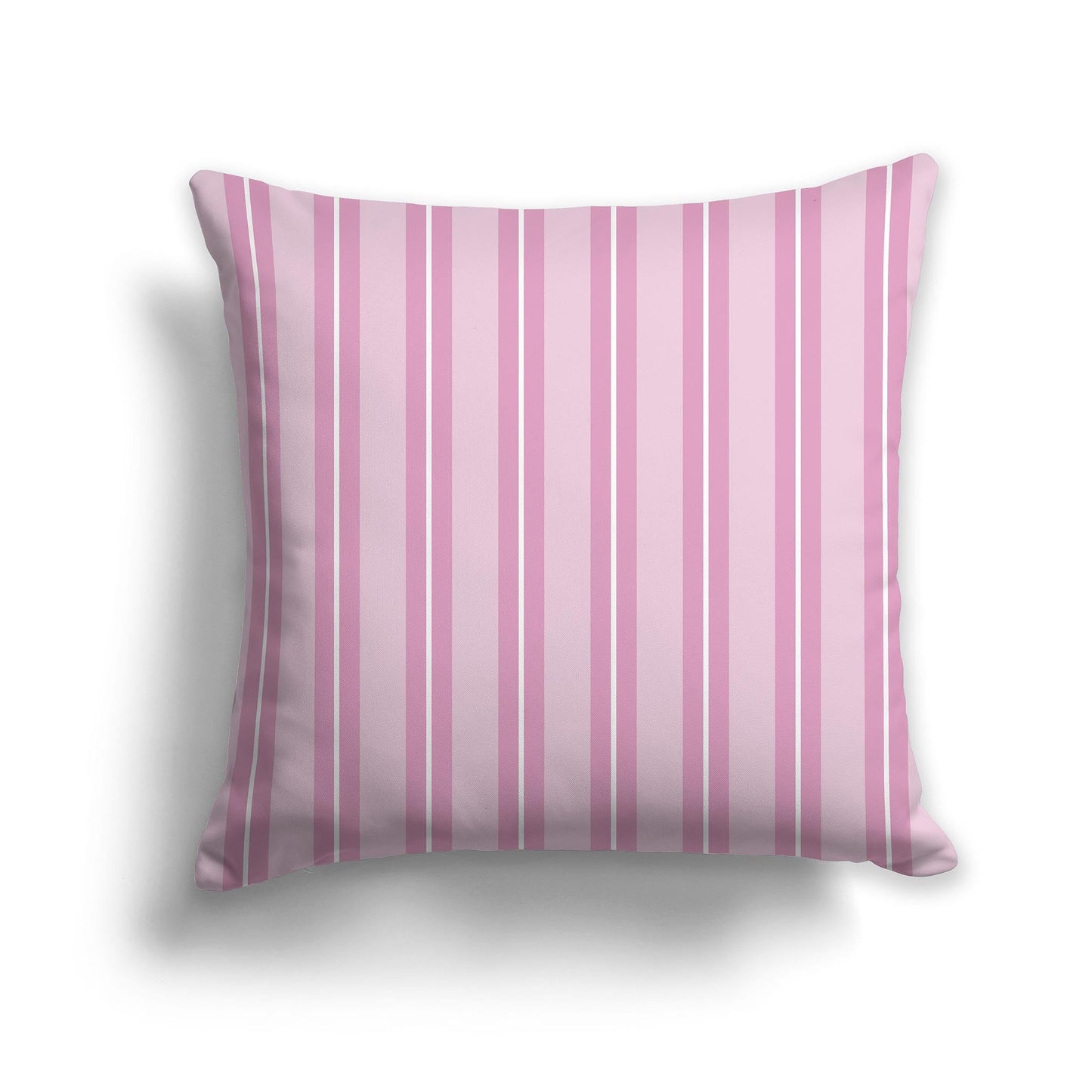 Two-tone Pink and White/Beige-white Multistripe Throw Pillow with Solid Pale Pink Back, CAPC-1081-071