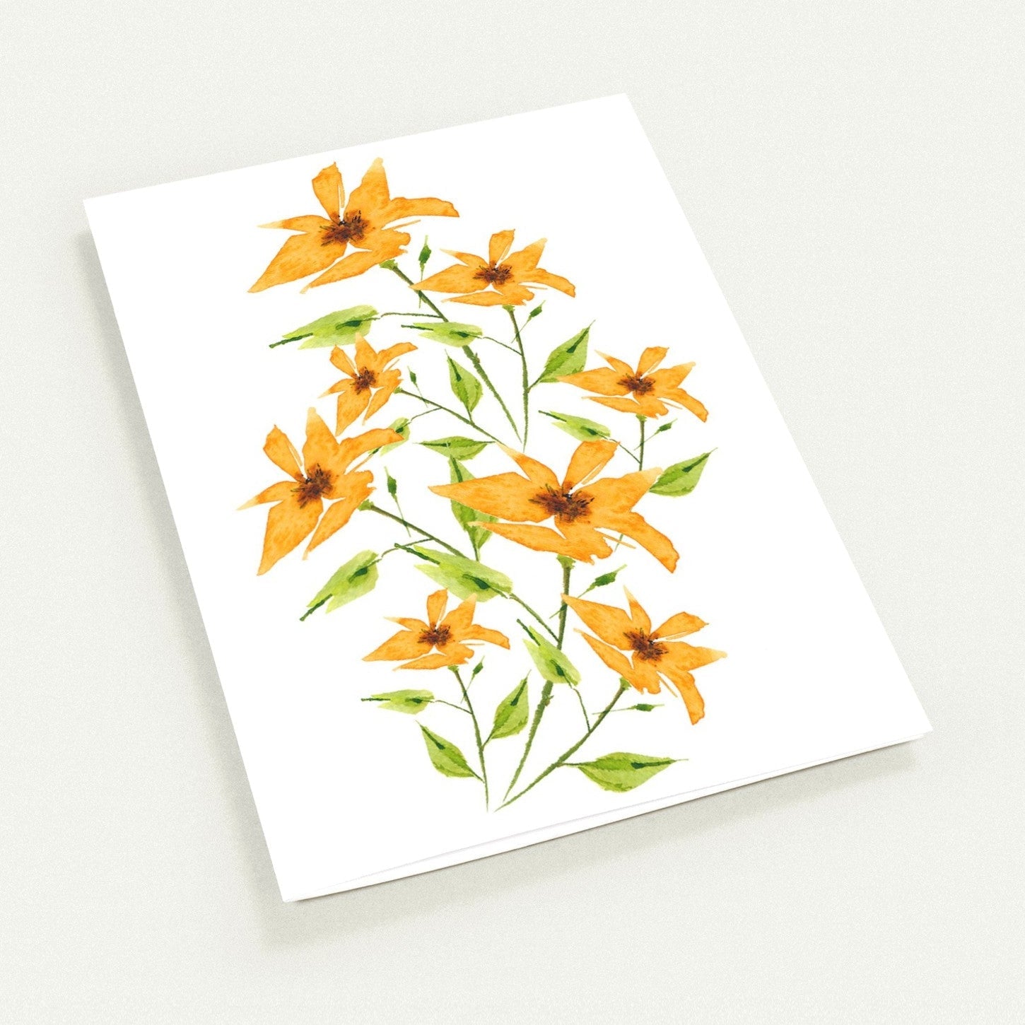 Citrine Bloom — Fine Art Watercolor Note Cards with Yellow-Orange Floral Bouquet Design, Blank Inside, Pack of 10 with Envelopes #NCNA-1392