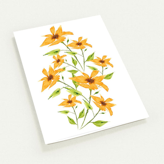 Citrine Bloom — Fine Art Watercolor Note Cards with Yellow-Orange Floral Bouquet Design, Blank Inside, Pack of 10 with Envelopes #NCNA-1392