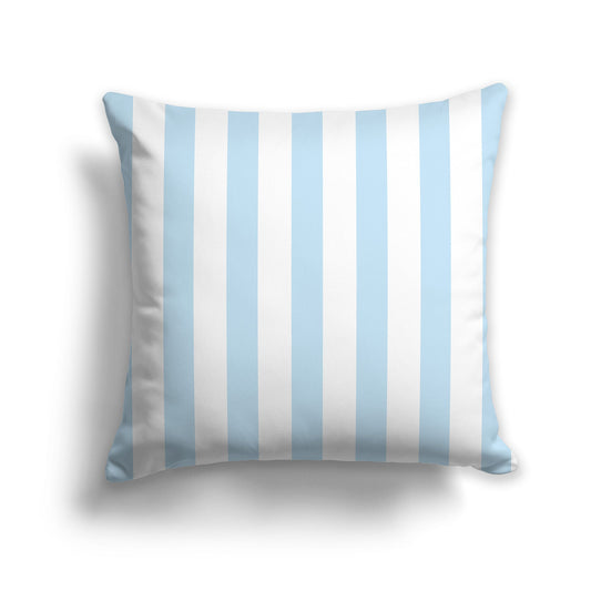 Throw Pillow with Light Blue and White/Beige-white Bars on Front and Solid White/Beige-white Back, CAPC-1101-051